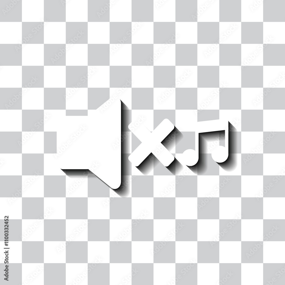 Poster sound simple icon, vector. flat design. white with shadow on transparent grid