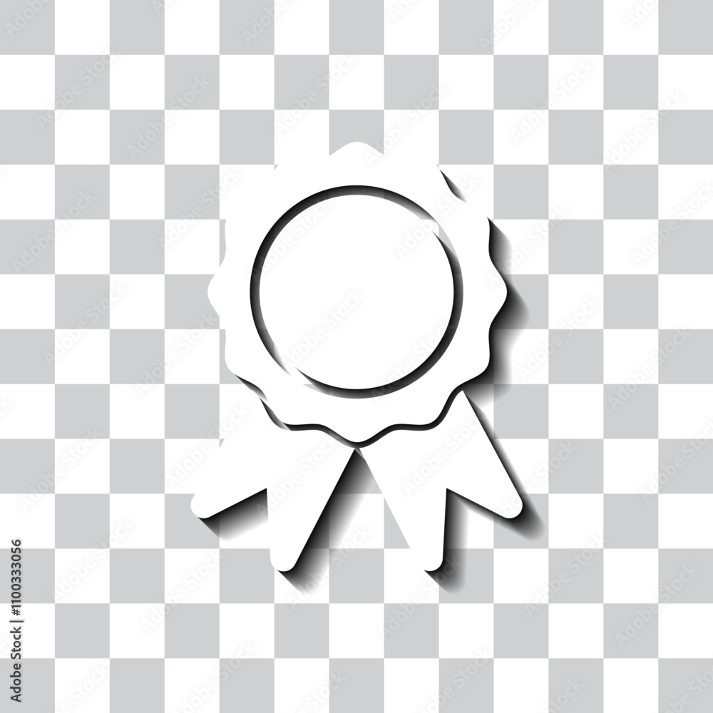 Poster rosette simple icon vector. flat design. white with shadow on transparent grid