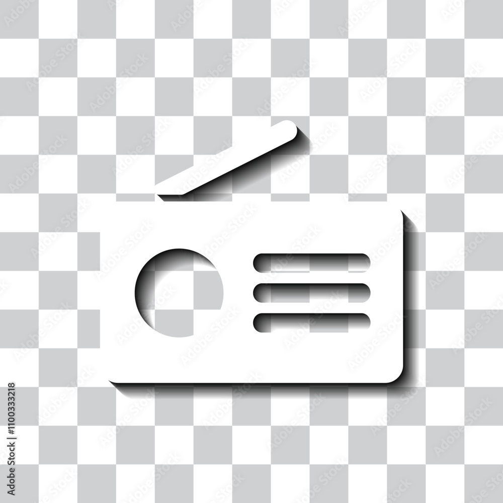 Poster radio simple icon vector. flat design. white with shadow on transparent grid