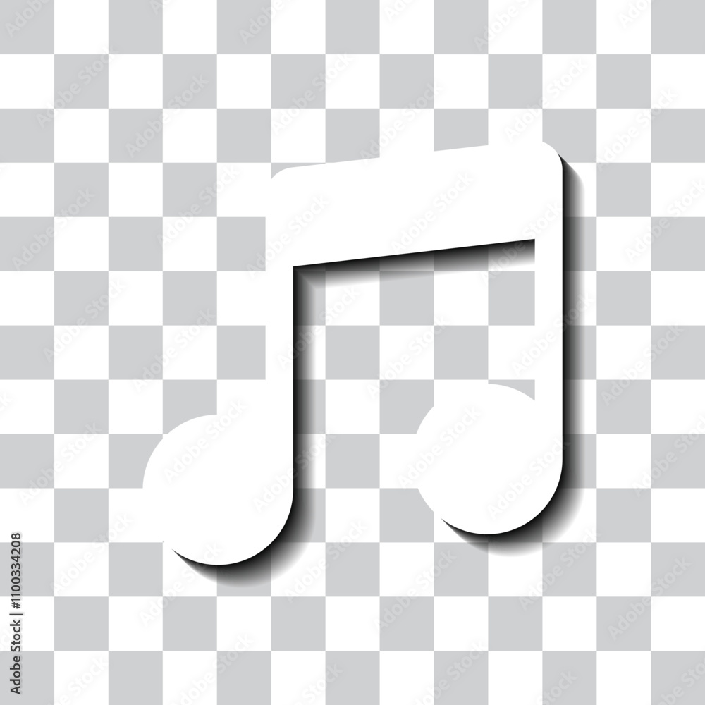 Poster musical simple icon vector. flat design. white with shadow on transparent grid