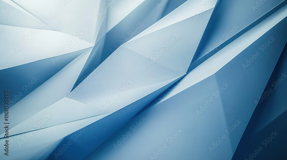 Poster blue abstract 3d paper design with sharp geometric angles and texture