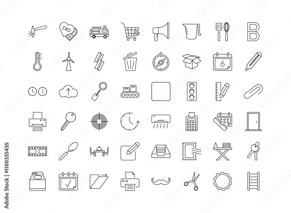 Poster fully editable outline icon collection from tools concept. thin line icons set such as carpentry, ch