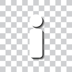 Information sign simple icon. Flat design. White with shadow on transparent grid