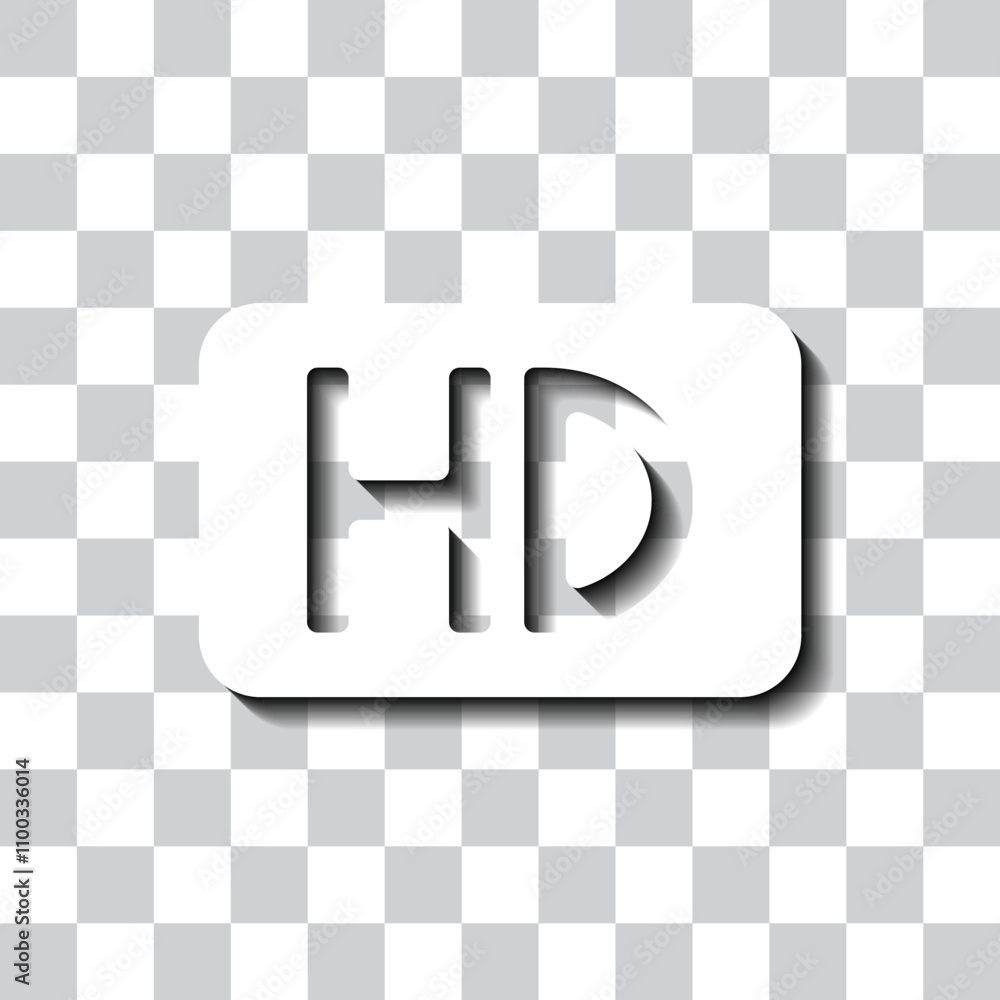 Poster hd simple icon vector. flat design. white with shadow on transparent grid