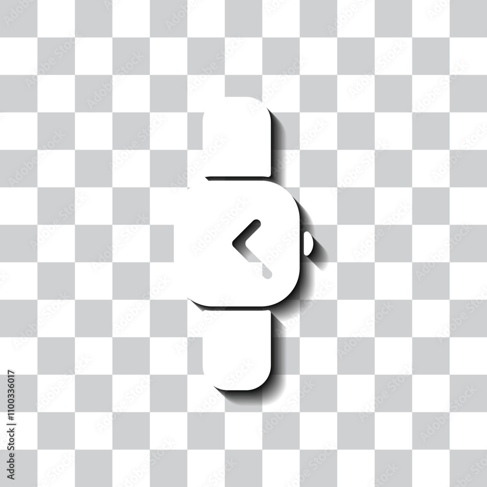 Poster hand watch simple icon vector. flat design. white with shadow on transparent grid
