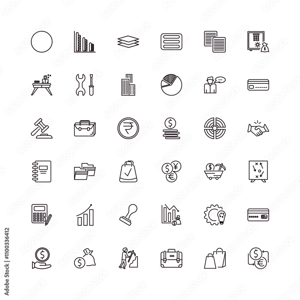 Poster fully editable outline icon collection from business concept. thin line icons set such as full circl