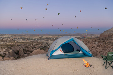Hiking and camping route in the Cappadocia Turkey. Best places to hike and see hot air ballooning...