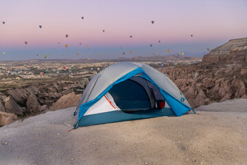 Hiking and camping route in the Cappadocia Turkey. Best places to hike and see hot air ballooning...