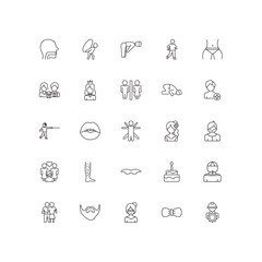 fully editable outline icon collection from people concept. thin line icons set such as throat, burden, fencing attack, elegant, serve,