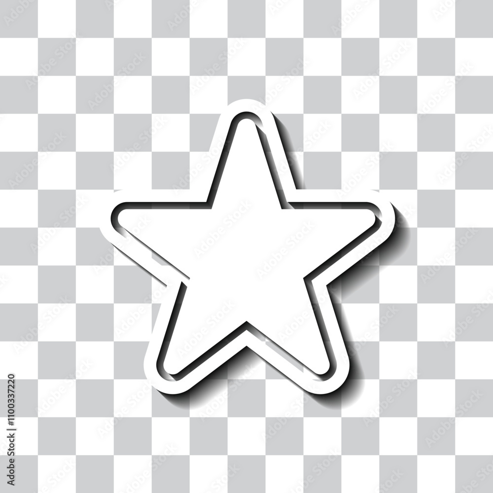 Poster double star simple icon. flat design. white with shadow on transparent grid