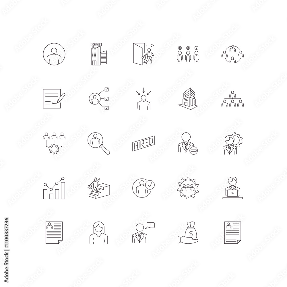 Poster fully editable outline icon collection from human resources concept. thin line icons set such as pro