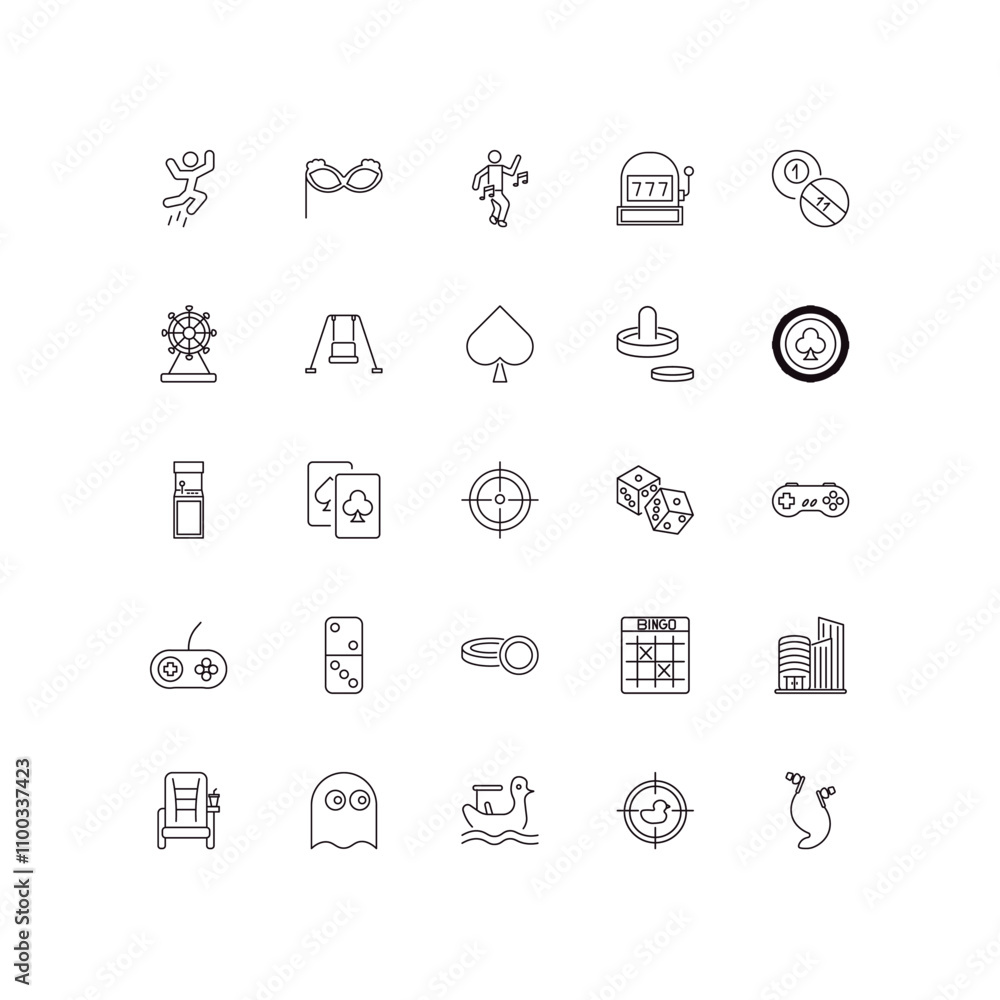 Poster fully editable outline icon collection from entertainment concept. thin line icons set such as jump,