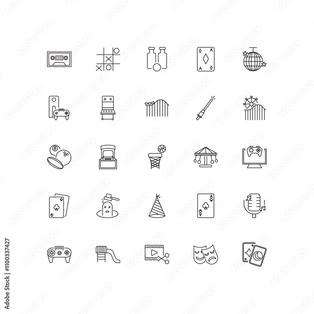 Poster fully editable outline icon collection from entertainment concept. thin line icons set such as music