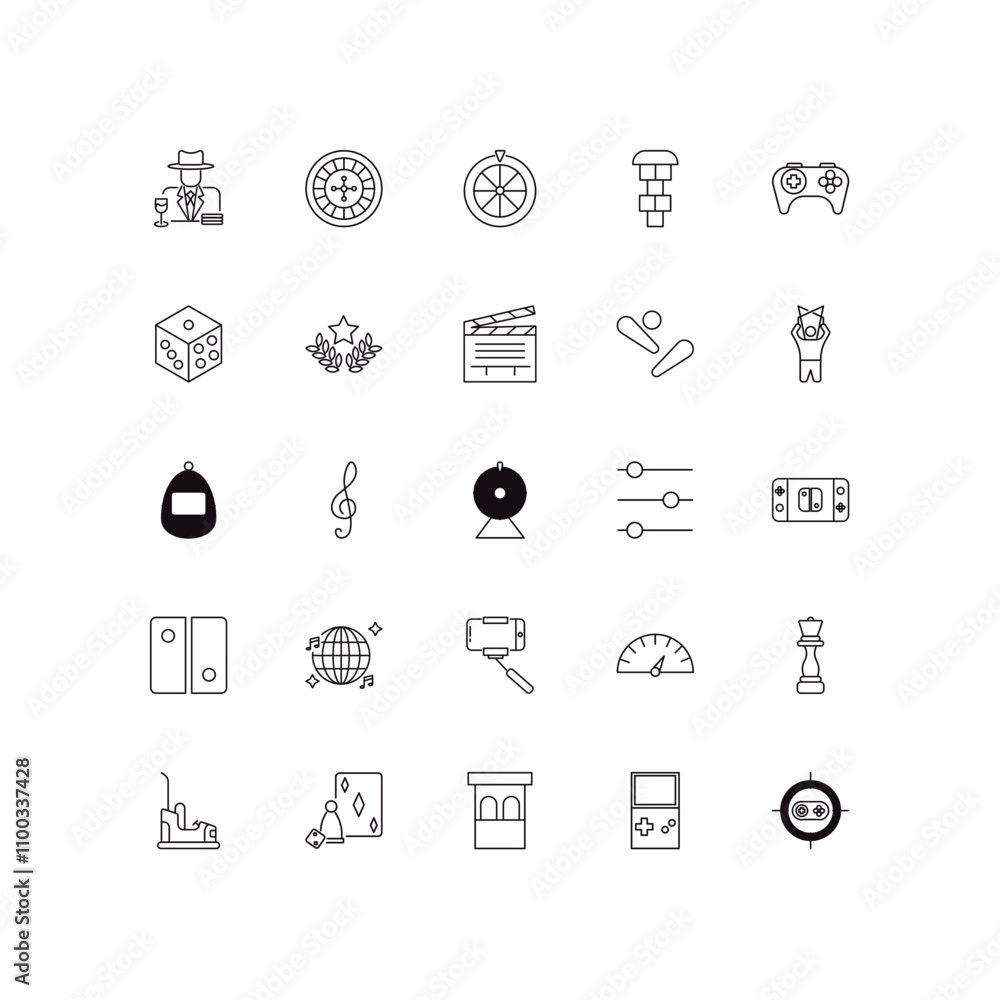 Poster fully editable outline icon collection from entertainment concept. thin line icons set such as gambl