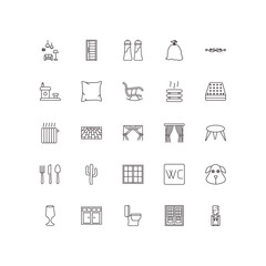 Fototapeta premium fully editable outline icon collection from furniture concept. thin line icons set such as livingroom, door, heating unit, double door, water dispenser,