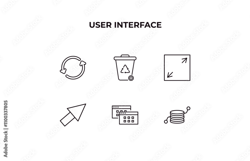 Poster fully editable outline icon collection from user interface concept. thin line icons set such as upda