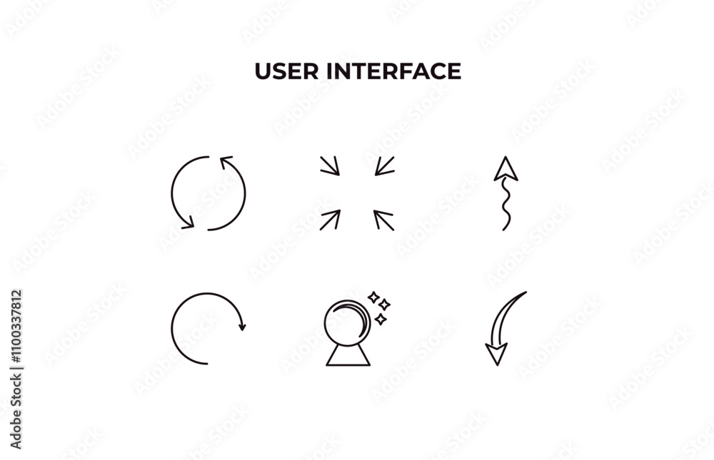 Poster fully editable outline icon collection from user interface concept. thin line icons set such as spin