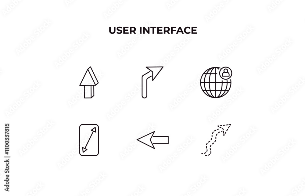 Poster fully editable outline icon collection from user interface concept. thin line icons set such as 3d u