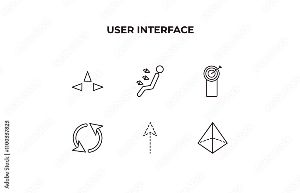 Poster fully editable outline icon collection from user interface concept. thin line icons set such as thre
