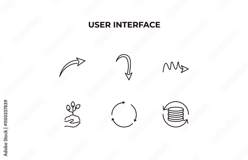 Poster fully editable outline icon collection from user interface concept. thin line icons set such as curv
