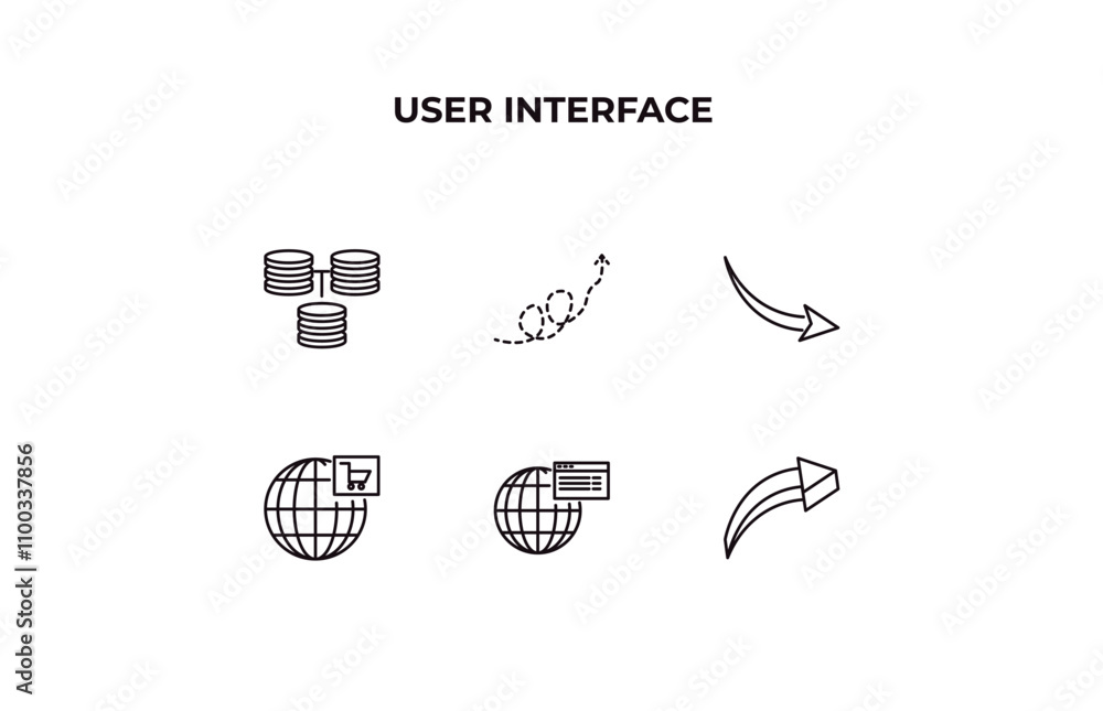 Poster fully editable outline icon collection from user interface concept. thin line icons set such as data