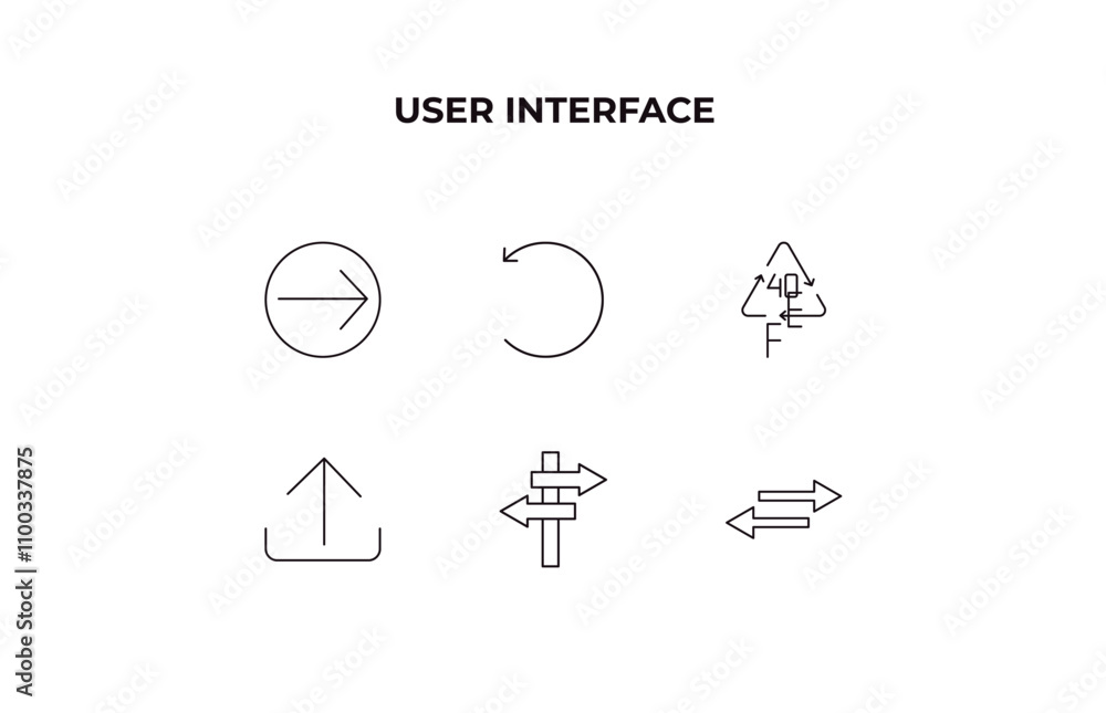 Poster fully editable outline icon collection from user interface concept. thin line icons set such as arro