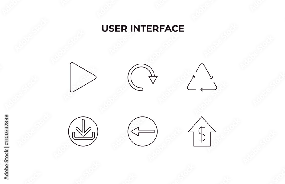 Poster fully editable outline icon collection from user interface concept. thin line icons set such as righ