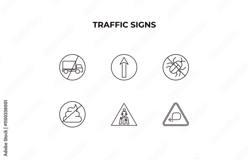 Aufkleber fully editable outline icon collection from traffic signs concept. thin line icons set such as no tr