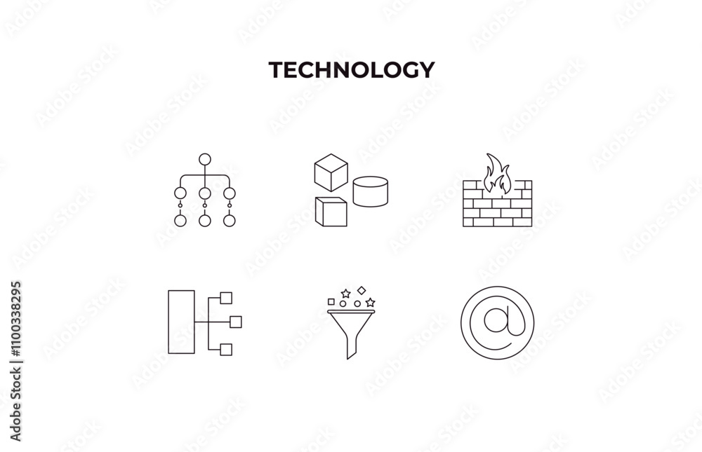 Aufkleber fully editable outline icon collection from technology concept. thin line icons set such as type hie