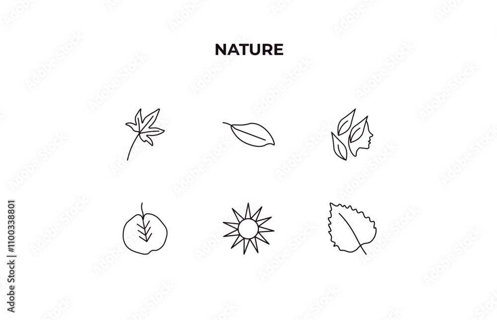 Poster fully editable outline icon collection from nature concept. thin line icons set such as liquidambar 