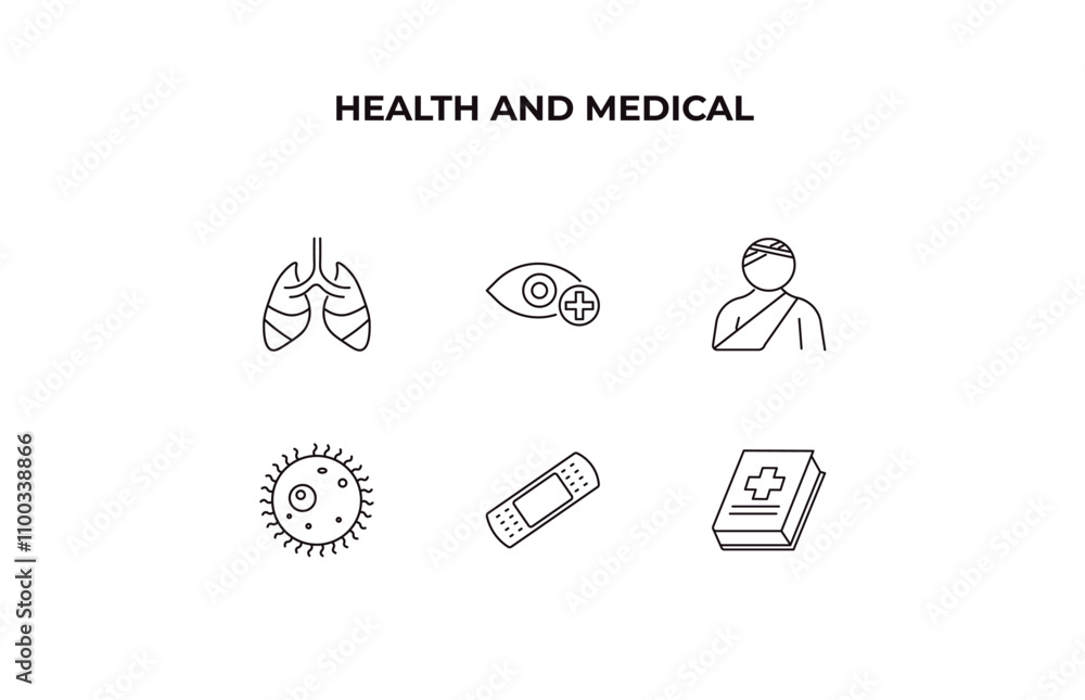 Poster fully editable outline icon collection from health and medical concept. thin line icons set such as 