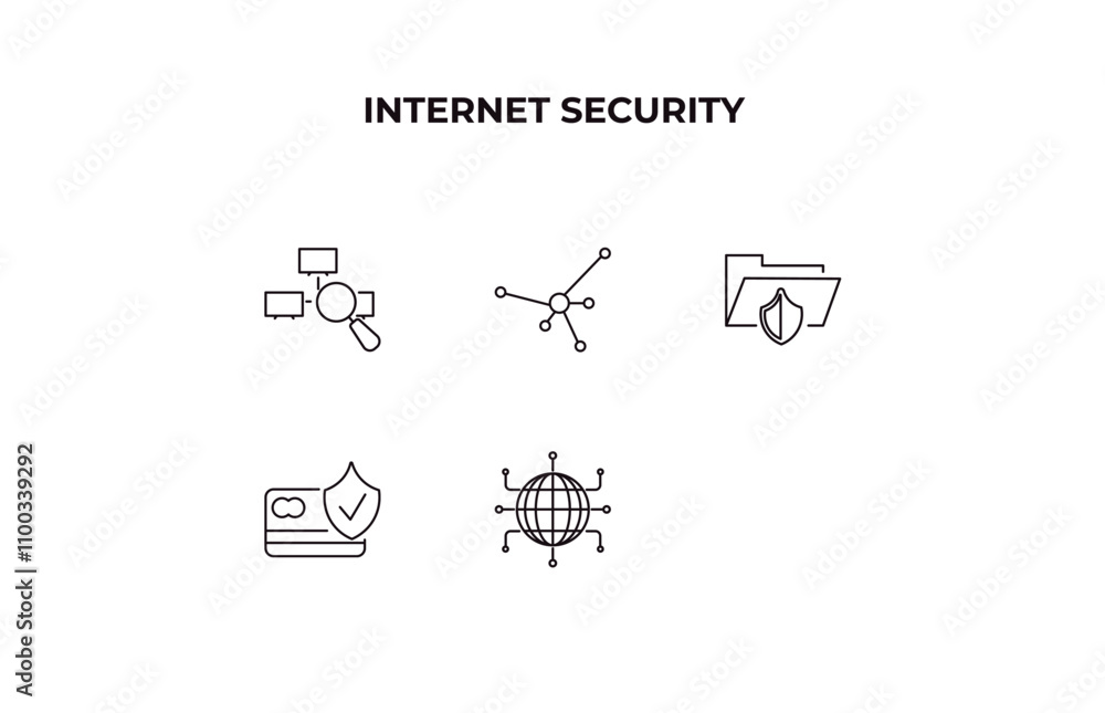 Poster fully editable outline icon collection from internet security concept. thin line icons set such as n