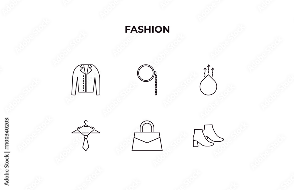 Poster fully editable outline icon collection from fashion concept. thin line icons set such as jacket with