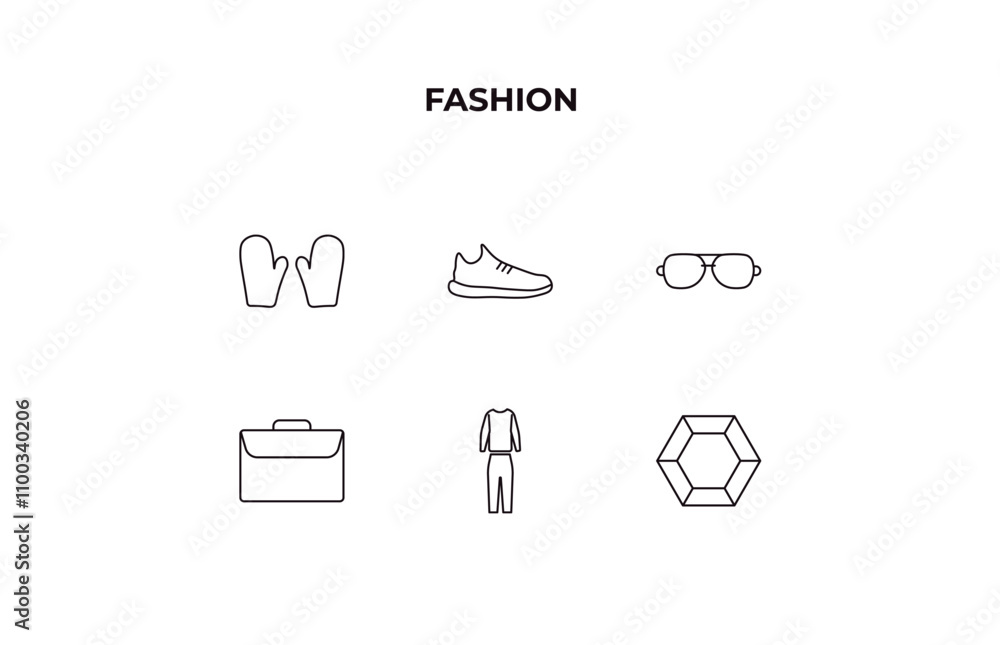 Poster fully editable outline icon collection from fashion concept. thin line icons set such as pair of mit
