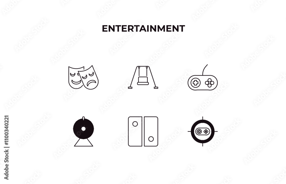 Poster fully editable outline icon collection from entertainment concept. thin line icons set such as theat