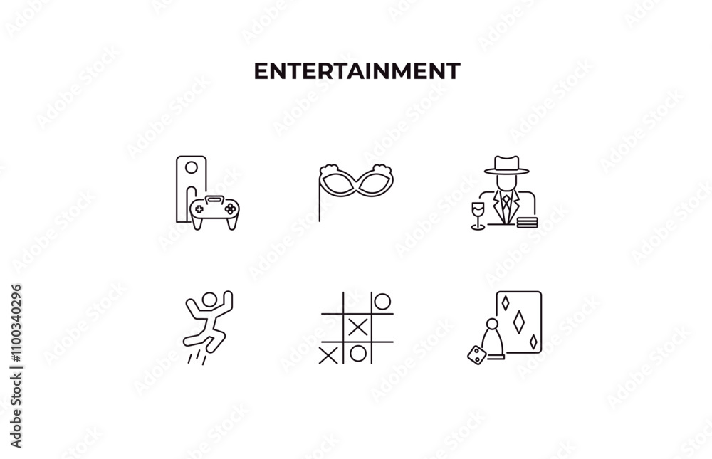 Aufkleber fully editable outline icon collection from entertainment concept. thin line icons set such as video
