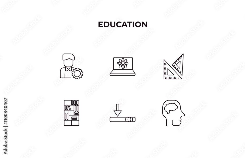 Poster fully editable outline icon collection from education concept. thin line icons set such as users tin