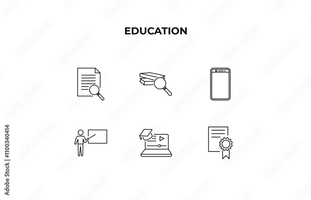 Aufkleber fully editable outline icon collection from education concept. thin line icons set such as searching