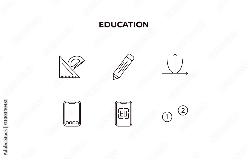 Poster fully editable outline icon collection from education concept. thin line icons set such as measuring