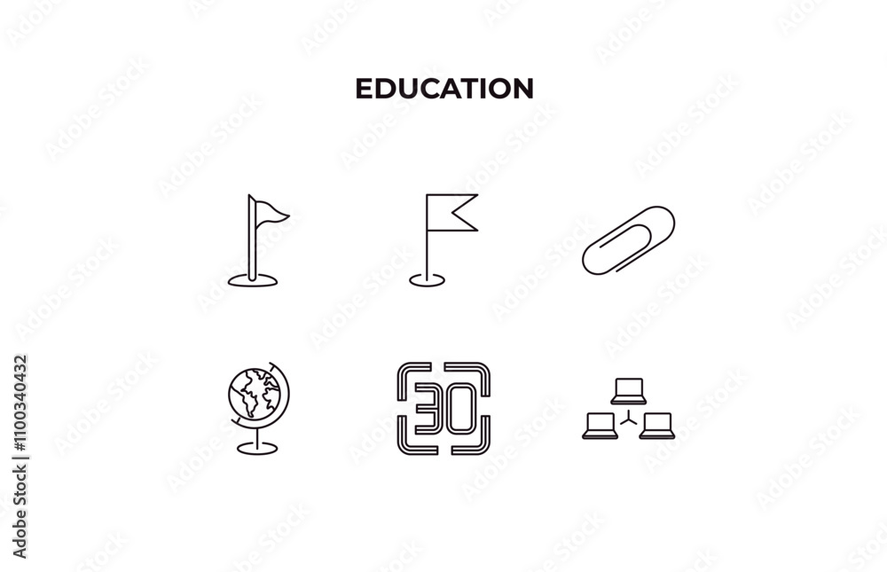 Aufkleber fully editable outline icon collection from education concept. thin line icons set such as flag poin