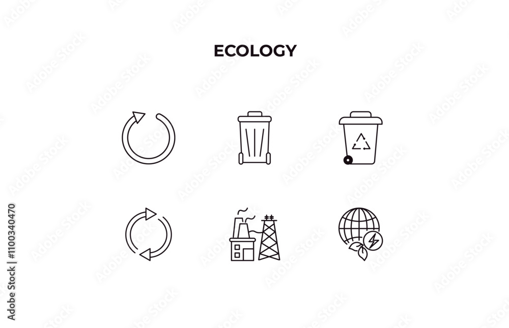 Poster fully editable outline icon collection from ecology concept. thin line icons set such as recycling, 