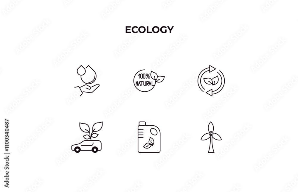 Aufkleber fully editable outline icon collection from ecology concept. thin line icons set such as raindrop on