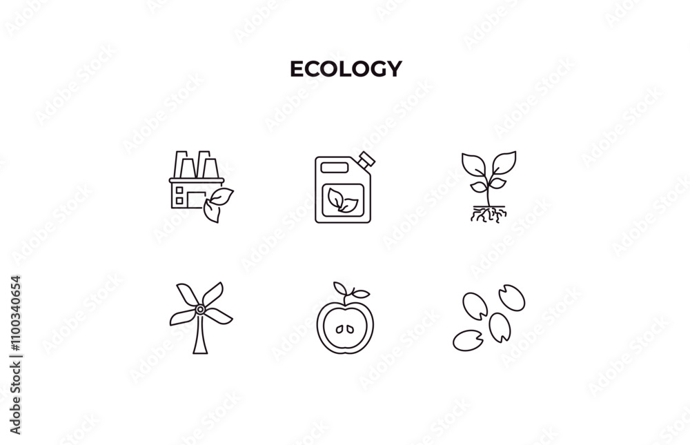 Poster fully editable outline icon collection from ecology concept. thin line icons set such as sustainable