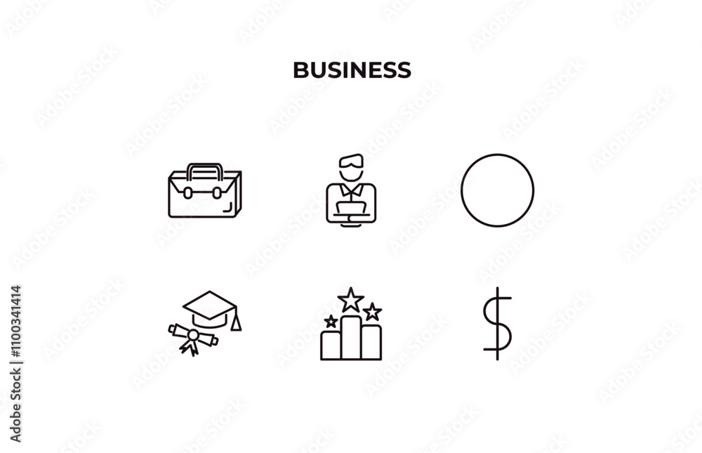 Poster fully editable outline icon collection from business concept. thin line icons set such as briefcase,