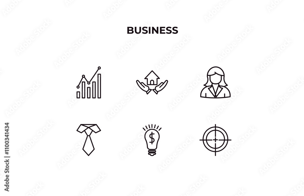 Poster fully editable outline icon collection from business concept. thin line icons set such as graphic ch