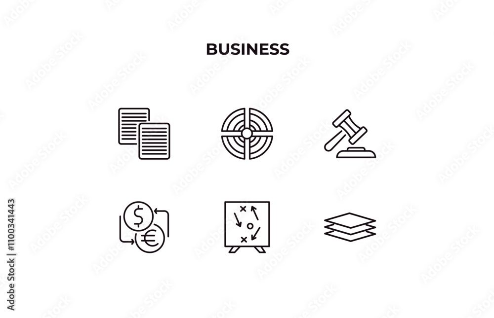 Poster fully editable outline icon collection from business concept. thin line icons set such as paper grap