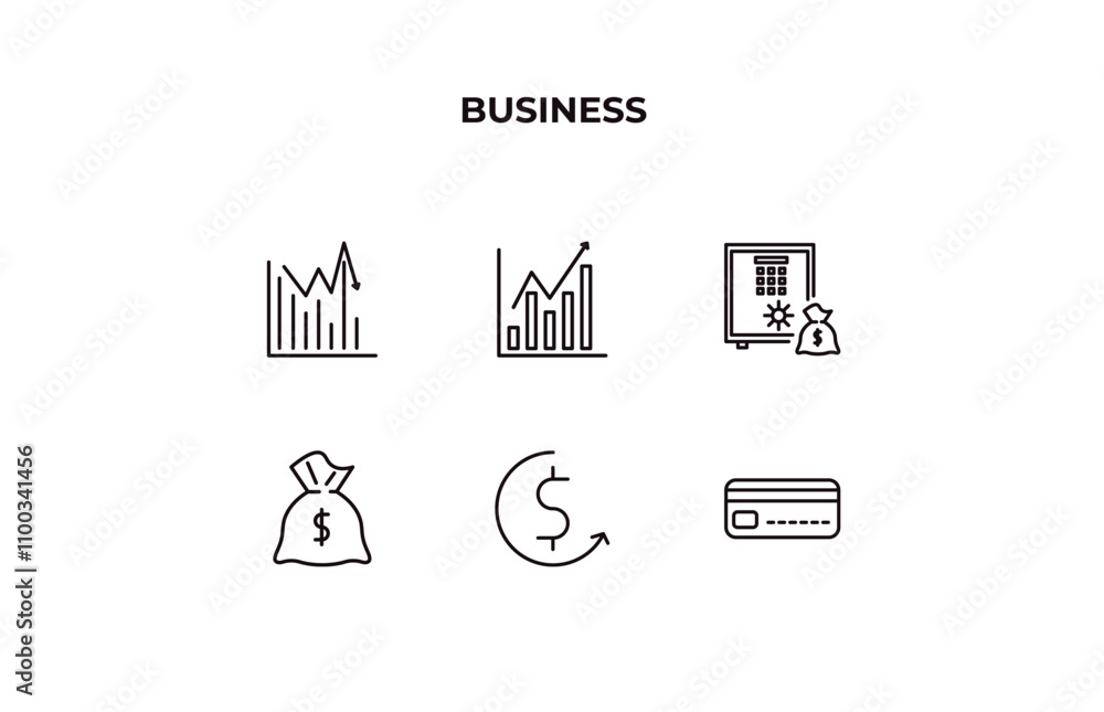 Aufkleber fully editable outline icon collection from business concept. thin line icons set such as statistica