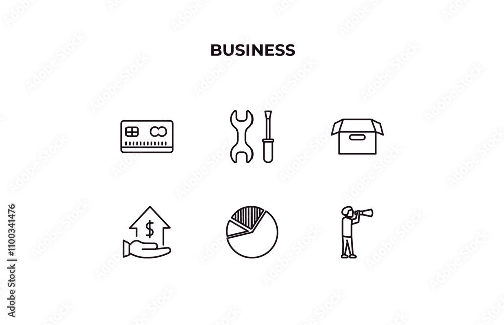 Poster fully editable outline icon collection from business concept. thin line icons set such as banking ca