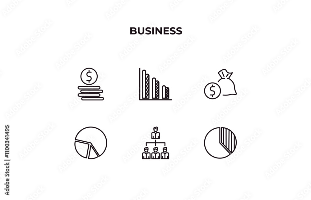Poster fully editable outline icon collection from business concept. thin line icons set such as dollar coi
