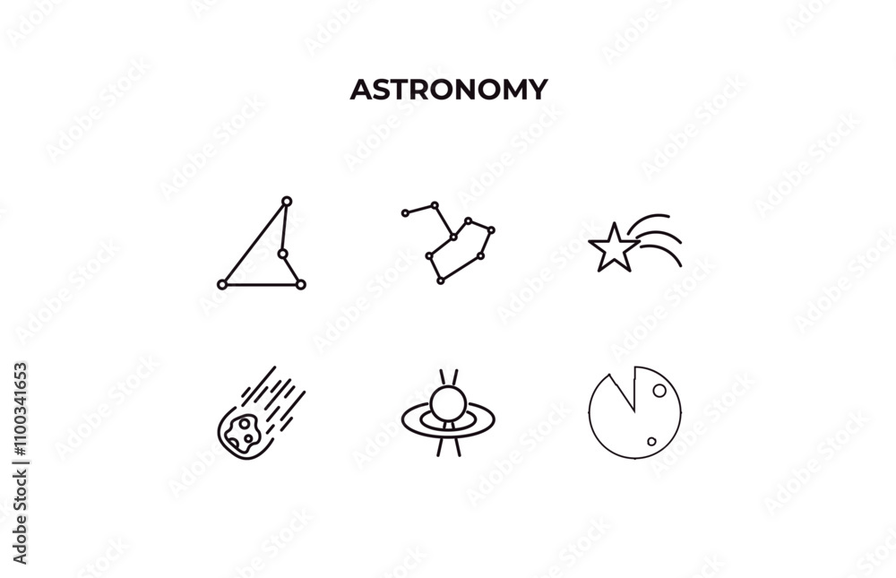 Poster fully editable outline icon collection from astronomy concept. thin line icons set such as triangula
